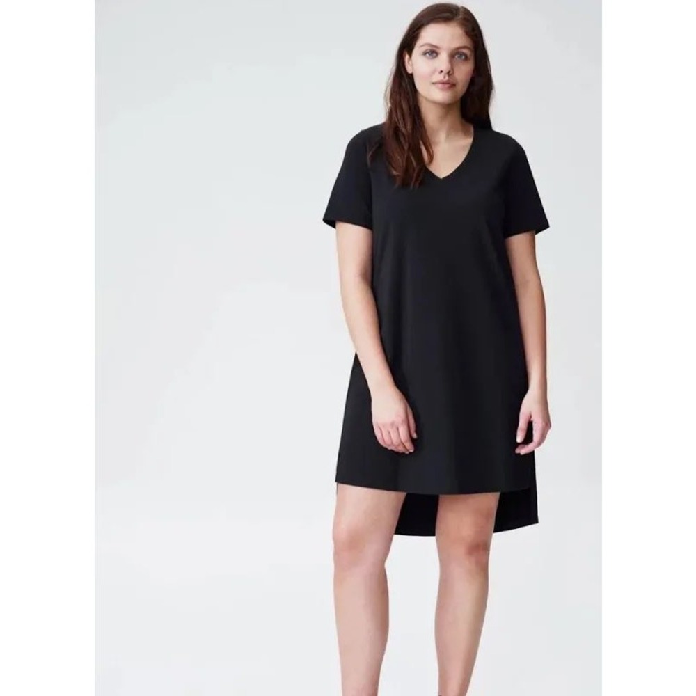 UNIVERSAL STANDARD Black V-Neck T-Shirt Dress Tesino‎ Style Size XS (4XS)